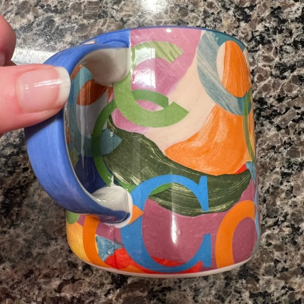 Anthropologie Multi-color Ceramic Monogram C Coffee Mug | 18 oz. - Picture 4 of 9